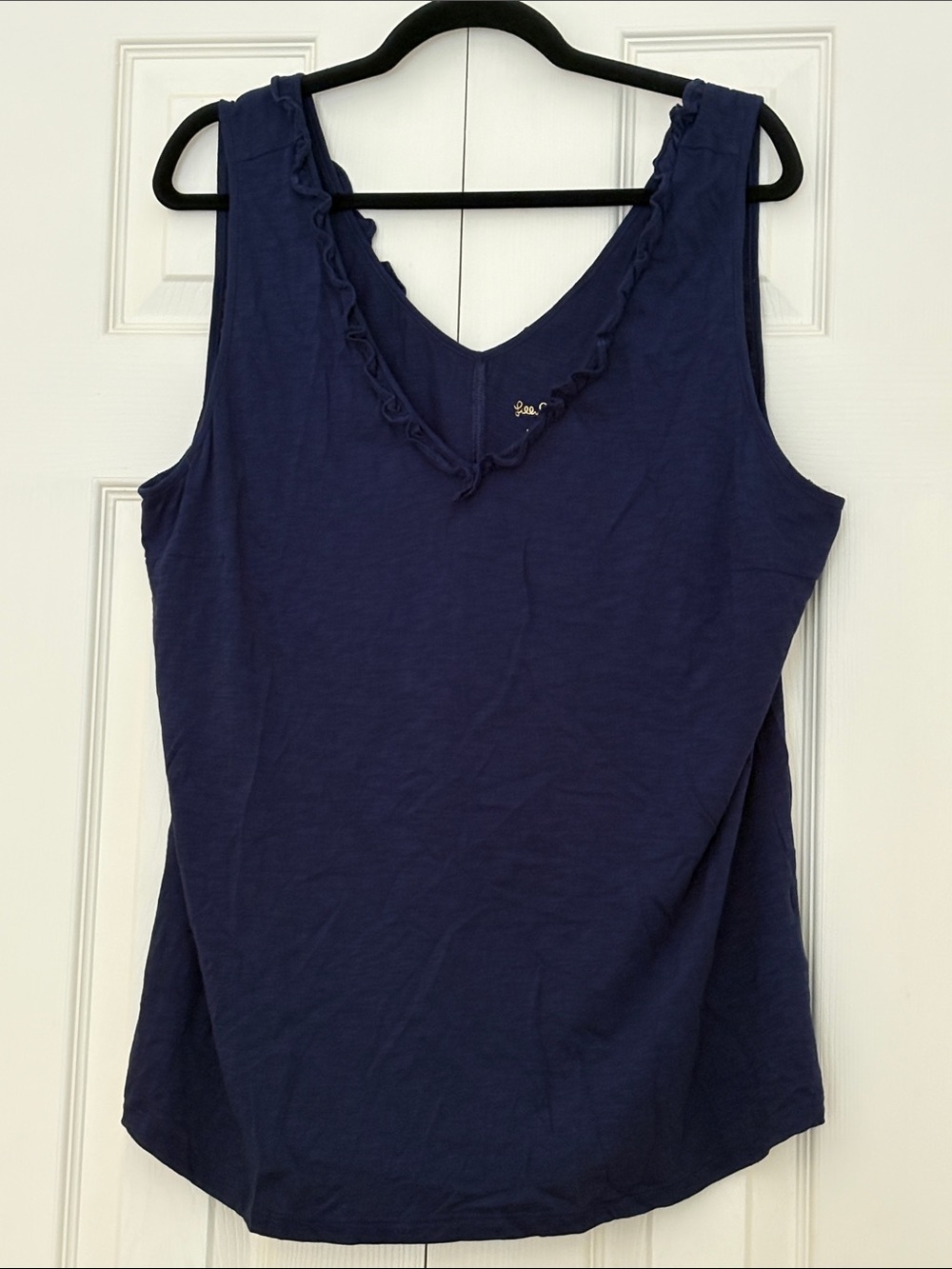 Lilly Pulitzer Navy Ruffle V-Neck Tank